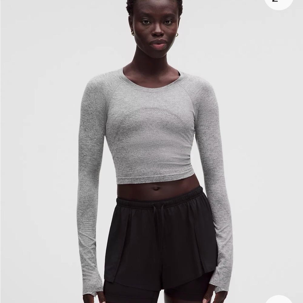 Lululemon Swiftly Tech Cropped Long-Sleeve Shirt 2.0 in slate size 4